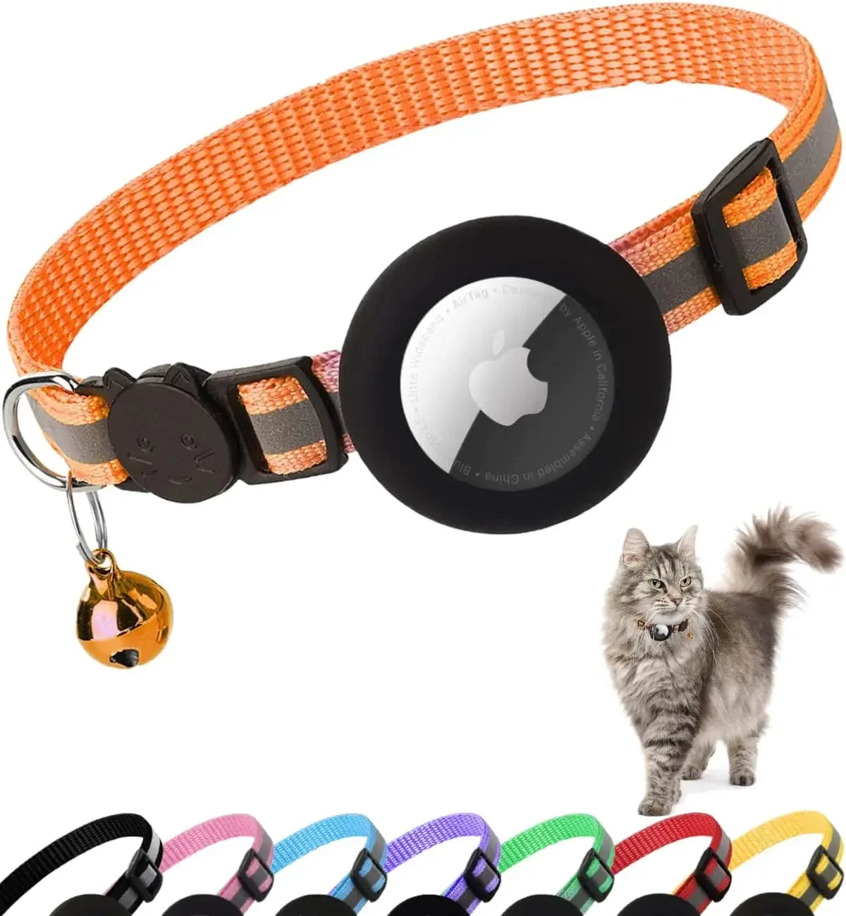 Adjustable Reflective Breakaway Cat Collar with Holder and Bell for Kittens and Small Cats - 0.4 Inch, Daily Use Without Locator