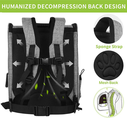 Expandable Pet Carrier Backpack with Tunnel, Breathable Mesh Design for Cats and Small Dogs, Ideal for Hiking, Travel, and Outdoor Activities, Supports Pets up to 18 lbs