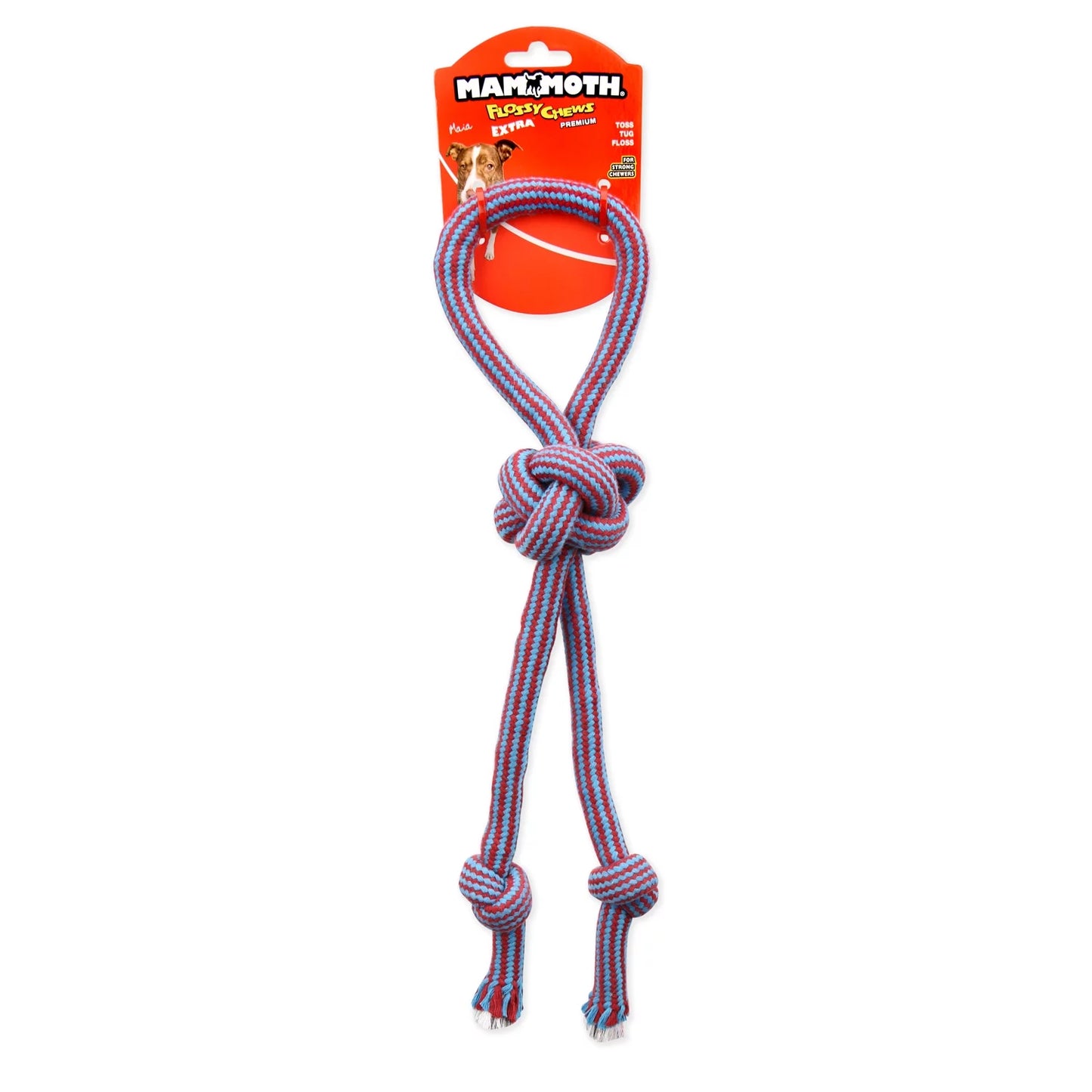 Flossy Chews 18-Inch Extra Double-Tug Cotton-Blend Dog Toy with Loop Handle, Assorted Colors