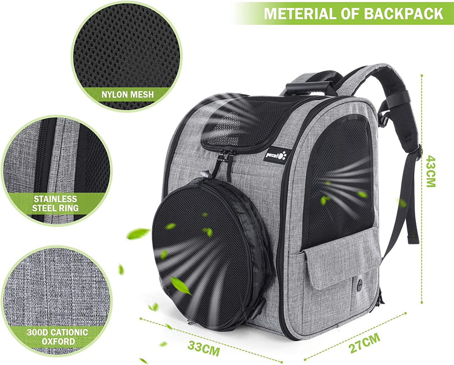 Expandable Pet Carrier Backpack with Tunnel, Breathable Mesh Design for Cats and Small Dogs, Ideal for Hiking, Travel, and Outdoor Activities, Supports Pets up to 18 lbs