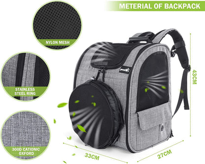 Expandable Pet Carrier Backpack with Tunnel, Breathable Mesh Design for Cats and Small Dogs, Ideal for Hiking, Travel, and Outdoor Activities, Supports Pets up to 18 lbs