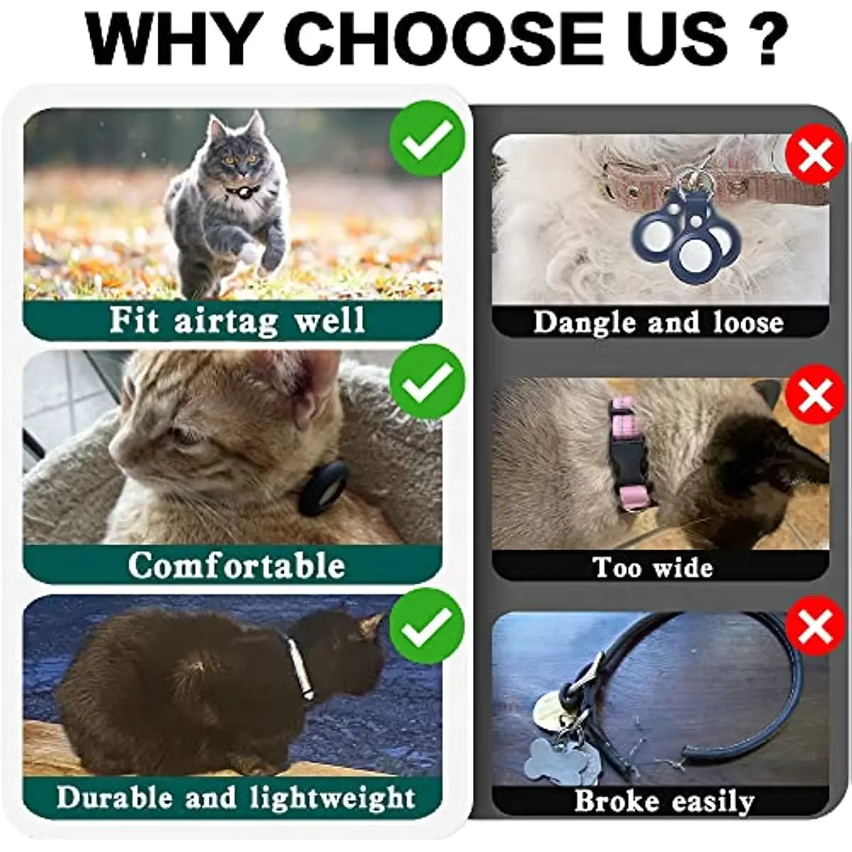 Adjustable Reflective Breakaway Cat Collar with Holder and Bell for Kittens and Small Cats - 0.4 Inch, Daily Use Without Locator