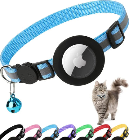 Adjustable Reflective Breakaway Cat Collar with Holder and Bell for Kittens and Small Cats - 0.4 Inch, Daily Use Without Locator