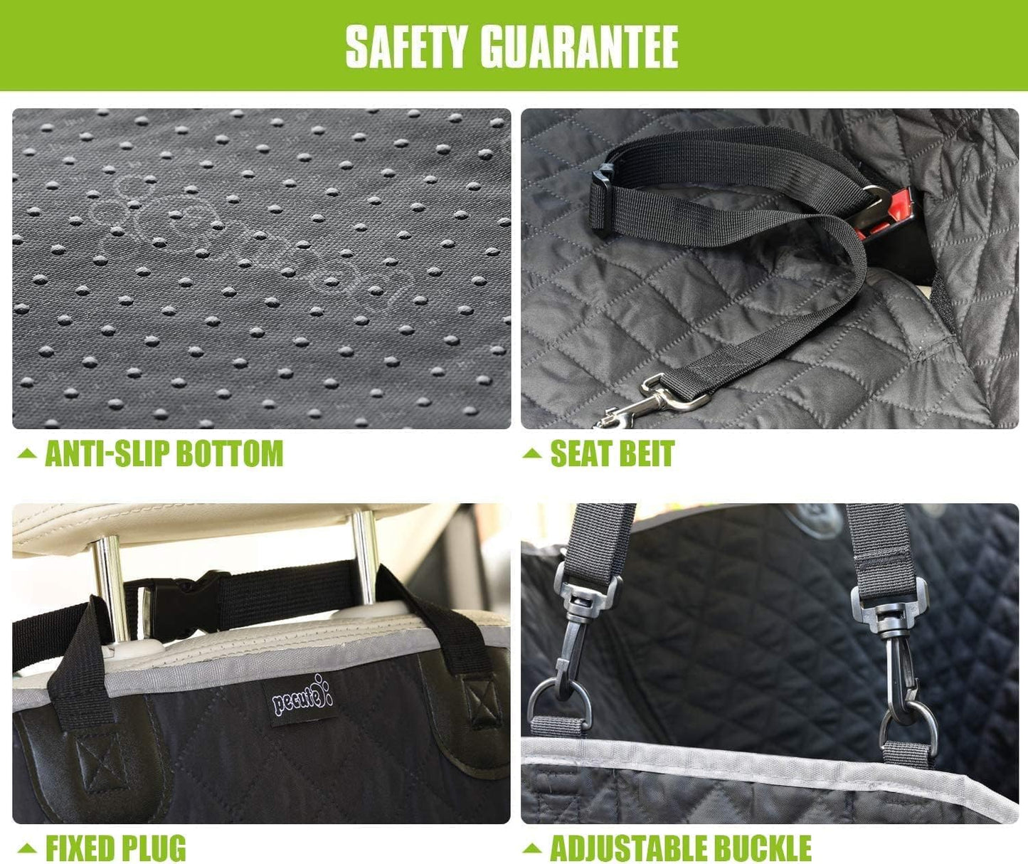 Premium Waterproof Dog Car Seat Cover for Back Seat - Non-Slip Hammock Style with Perspective Mesh and Storage Bags for SUVs and Trucks