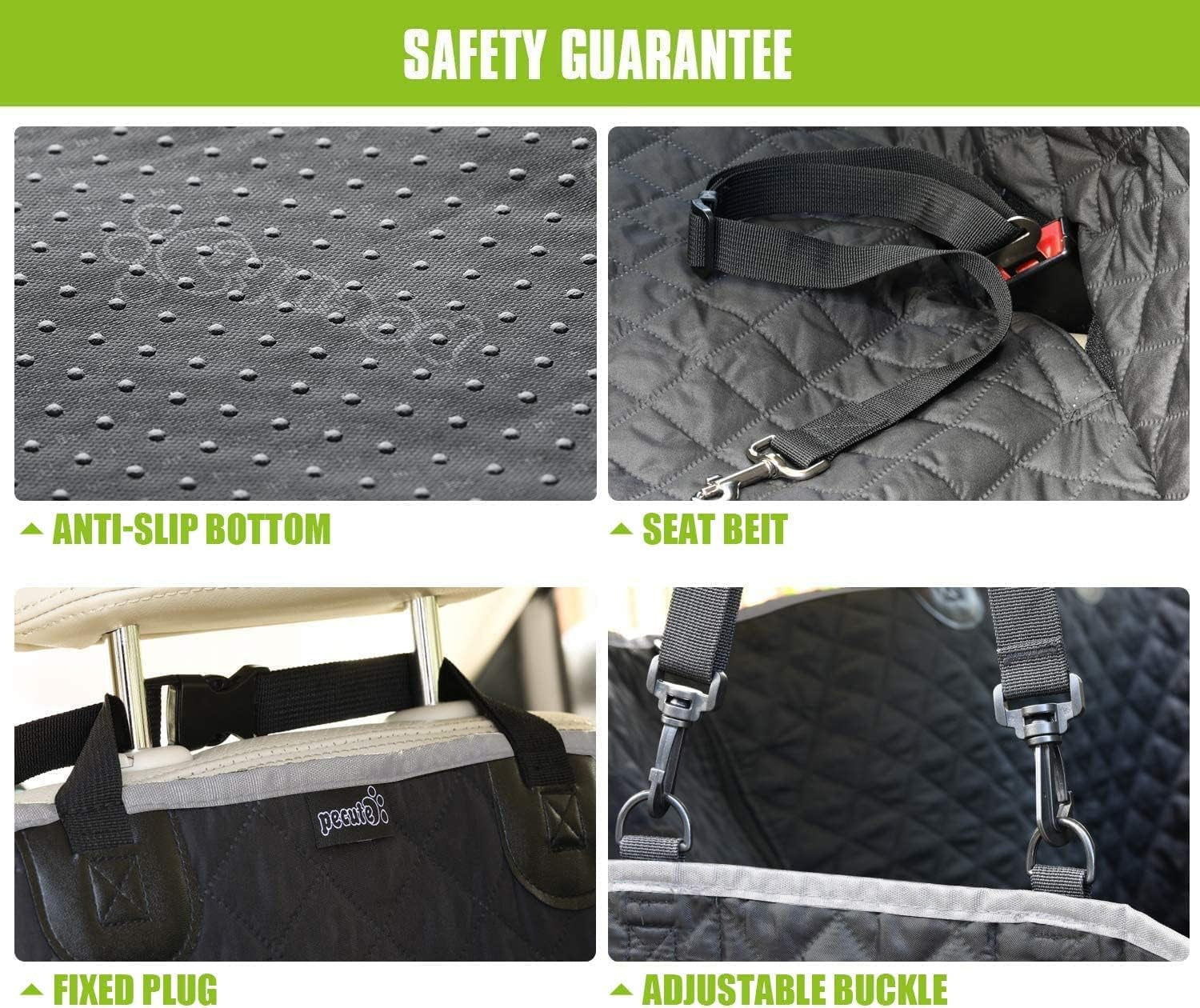 Premium Waterproof Dog Car Seat Cover for Back Seat - Non-Slip Hammock Style with Perspective Mesh and Storage Bags for SUVs and Trucks