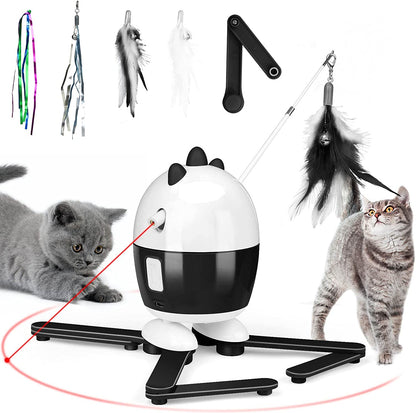Interactive 2-in-1 Cat Toys: Rechargeable Light and Feather Toys for Indoor Cats and Kittens