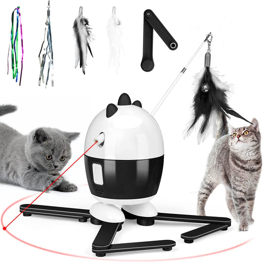 Interactive 2-in-1 Cat Toys: Rechargeable Light and Feather Toys for Indoor Cats and Kittens