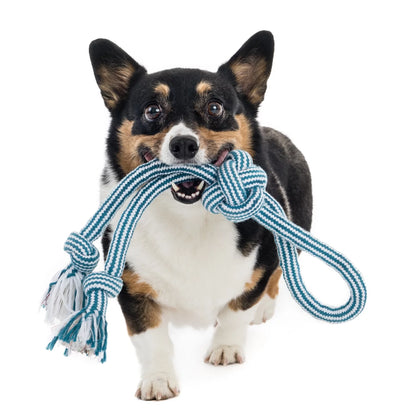 Flossy Chews 18-Inch Extra Double-Tug Cotton-Blend Dog Toy with Loop Handle, Assorted Colors