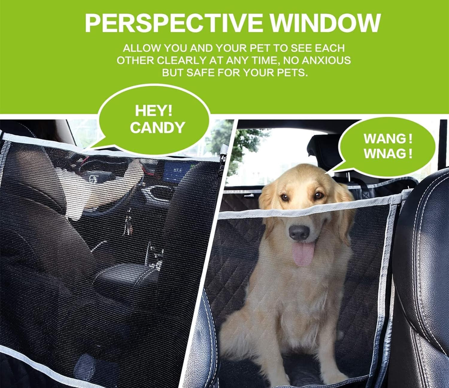 Premium Waterproof Dog Car Seat Cover for Back Seat - Non-Slip Hammock Style with Perspective Mesh and Storage Bags for SUVs and Trucks