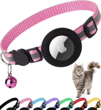 Adjustable Reflective Breakaway Cat Collar with Holder and Bell for Kittens and Small Cats - 0.4 Inch, Daily Use Without Locator