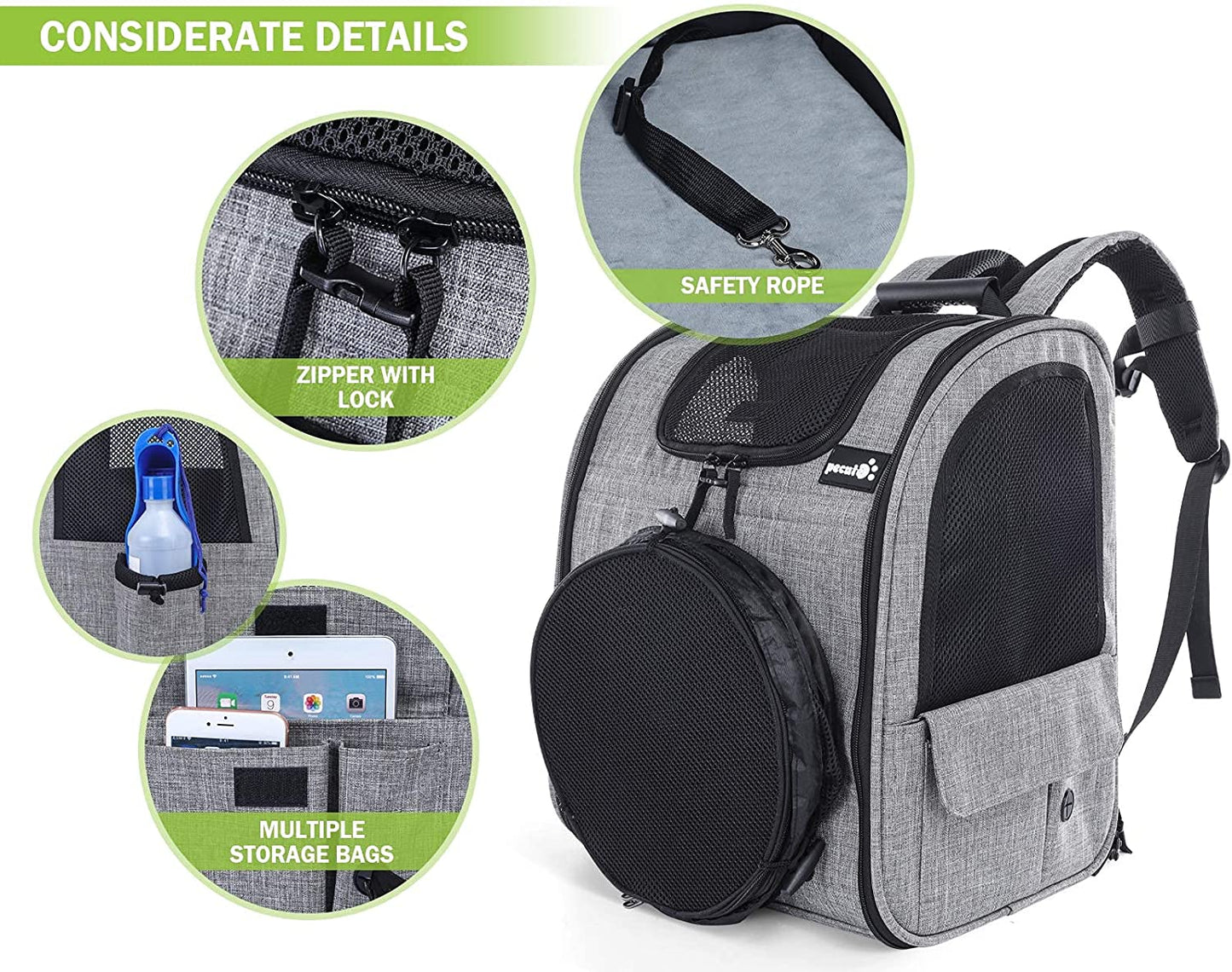 Expandable Pet Carrier Backpack with Tunnel, Breathable Mesh Design for Cats and Small Dogs, Ideal for Hiking, Travel, and Outdoor Activities, Supports Pets up to 18 lbs