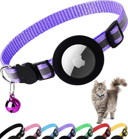 Adjustable Reflective Breakaway Cat Collar with Holder and Bell for Kittens and Small Cats - 0.4 Inch, Daily Use Without Locator