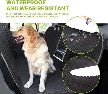 Premium Waterproof Dog Car Seat Cover for Back Seat - Non-Slip Hammock Style with Perspective Mesh and Storage Bags for SUVs and Trucks