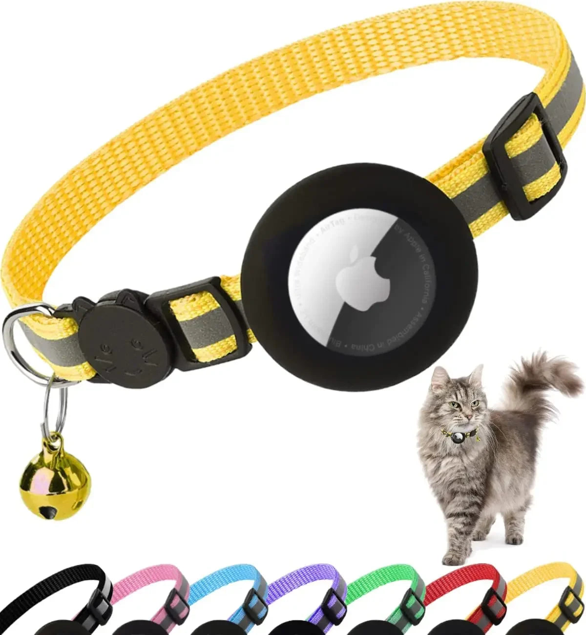 Adjustable Reflective Breakaway Cat Collar with Holder and Bell for Kittens and Small Cats - 0.4 Inch, Daily Use Without Locator
