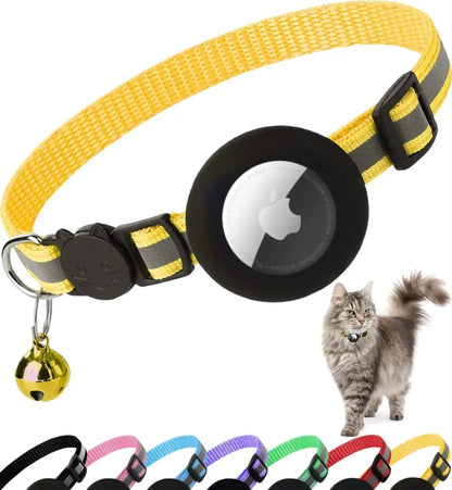 Adjustable Reflective Breakaway Cat Collar with Holder and Bell for Kittens and Small Cats - 0.4 Inch, Daily Use Without Locator