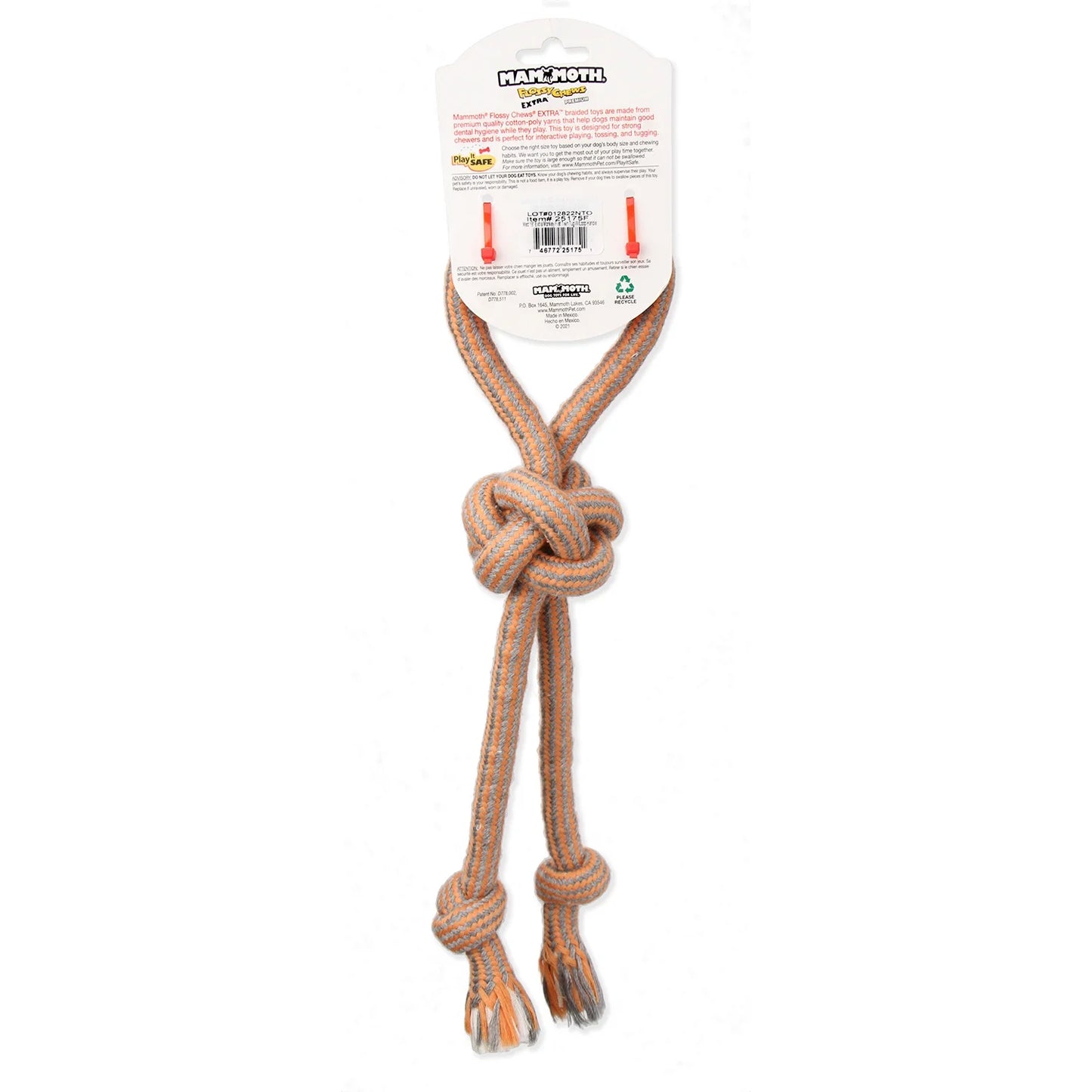 Flossy Chews 18-Inch Extra Double-Tug Cotton-Blend Dog Toy with Loop Handle, Assorted Colors